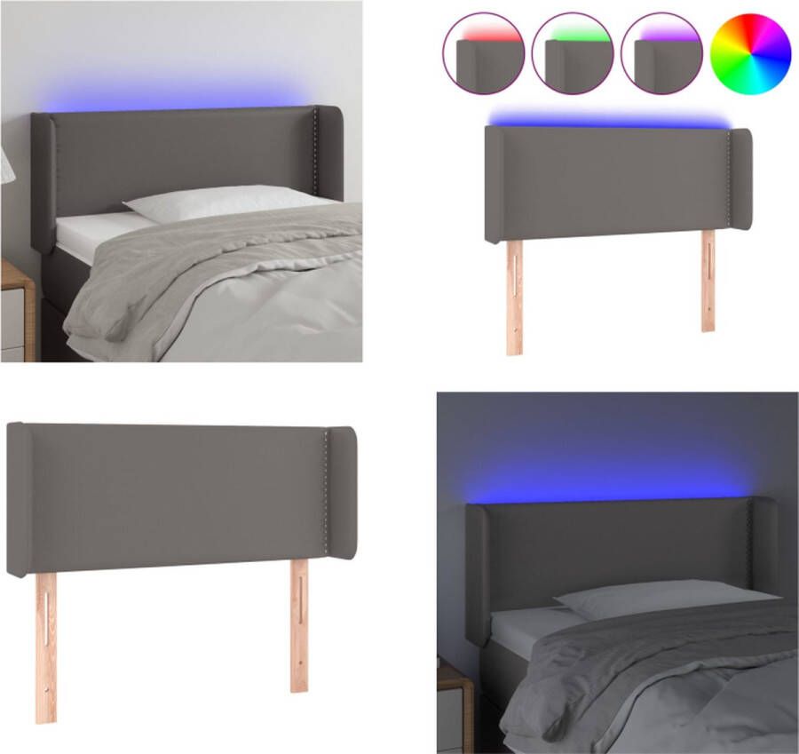 VidaXL Hoofdbord LED 93x16x78 88 cm kunstleer grijs Hoofdbord Hoofdborden Hoofdeinde Houten Hoofdbord