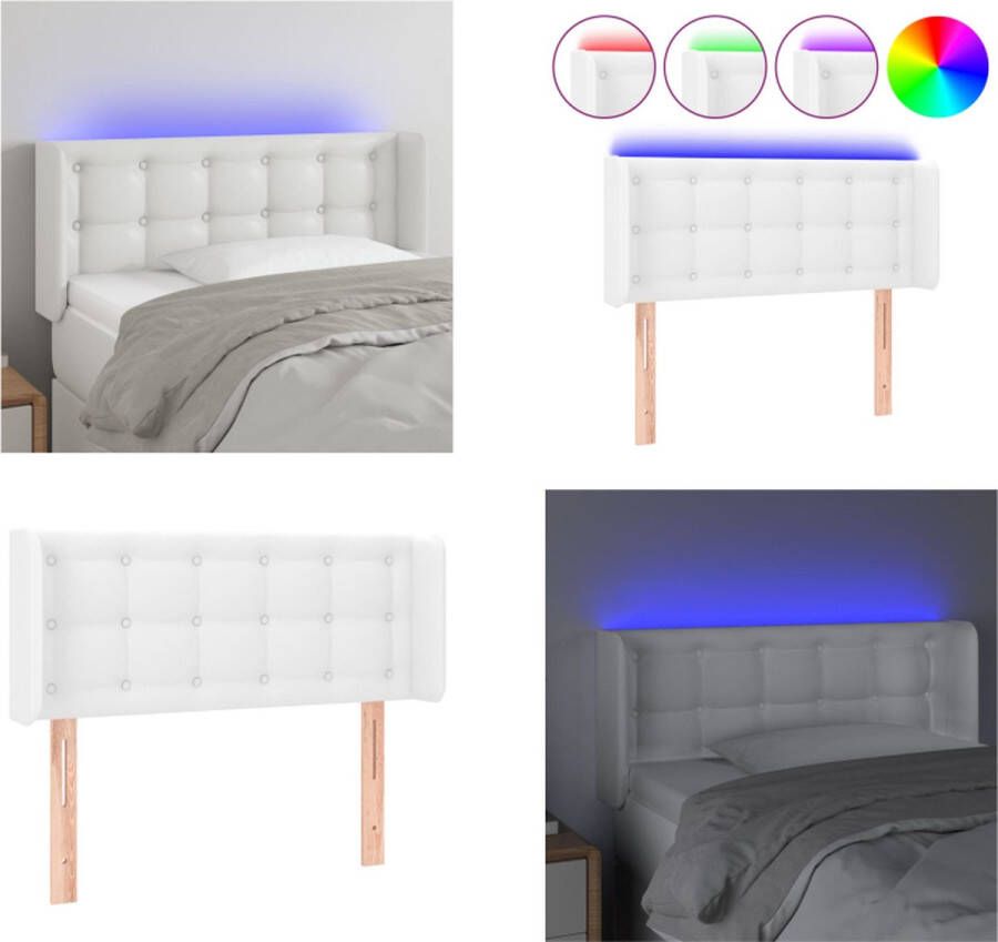 VidaXL Hoofdbord LED 93x16x78 88 cm kunstleer wit Hoofdbord Hoofdborden Hoofdeinde Houten Hoofdbord