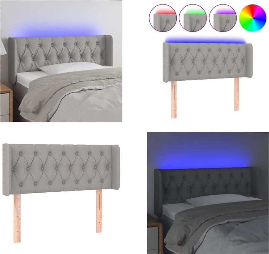 VidaXL Hoofdbord LED 93x16x78 88 cm stof lichtgrijs Hoofdbord Hoofdborden Hoofdeinde Houten Hoofdbord - Foto 2