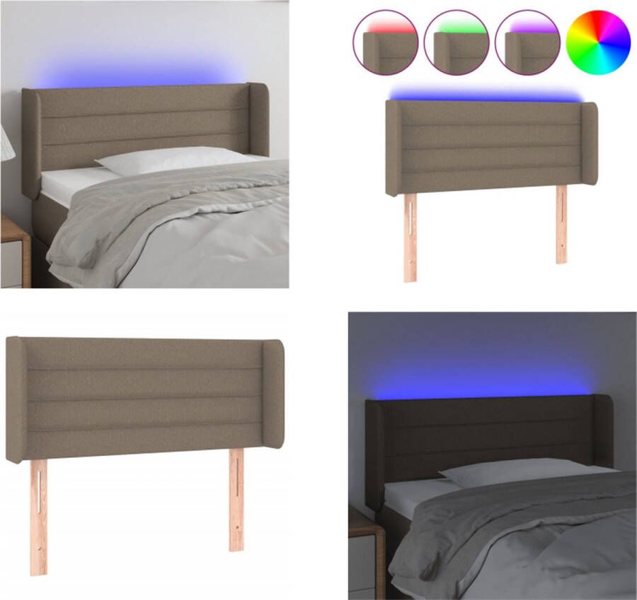 VidaXL Hoofdbord LED 93x16x78 88 cm stof taupe Hoofdbord Hoofdborden Hoofdeinde Houten Hoofdbord - Foto 2