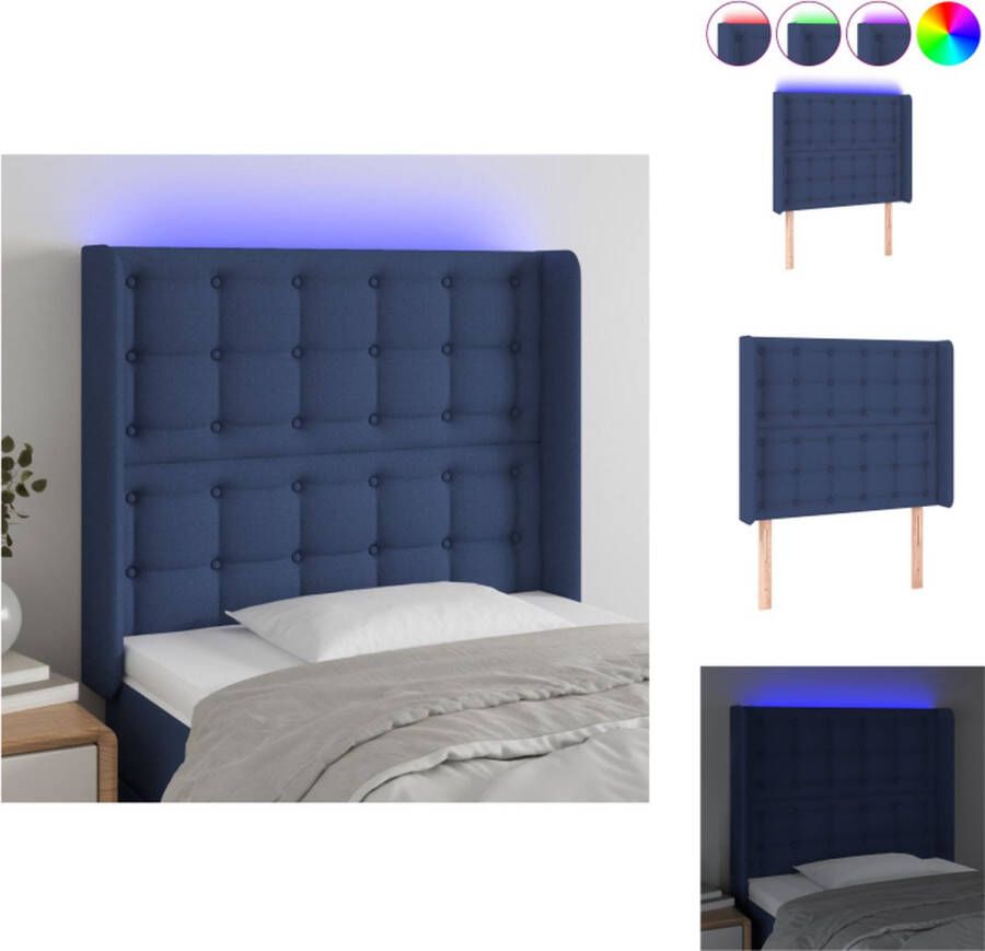 VidaXL Hoofdbord LED-Blauw 103x16x118 128 cm Verstelbaar Duurzaam Comfortabel Bedonderdeel