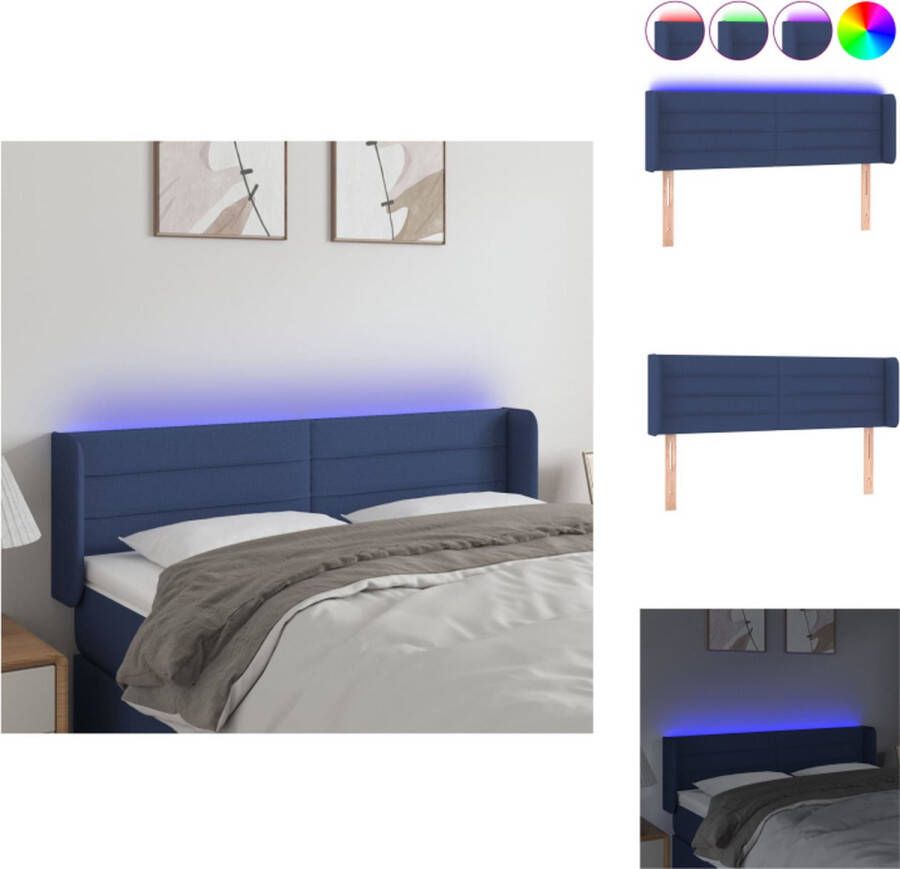 VidaXL Hoofdbord LED Blauw 147 x 16 x 78 88 cm Verstelbaar Duurzaam Kleurrijke LED-verlichting Bedonderdeel