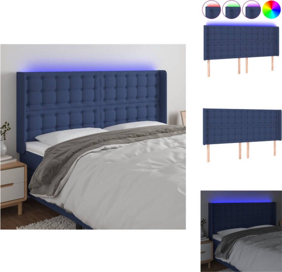 vidaXL Hoofdbord LED Blauw 203 x 16 x 118 128 cm Verstelbaar Bedonderdeel