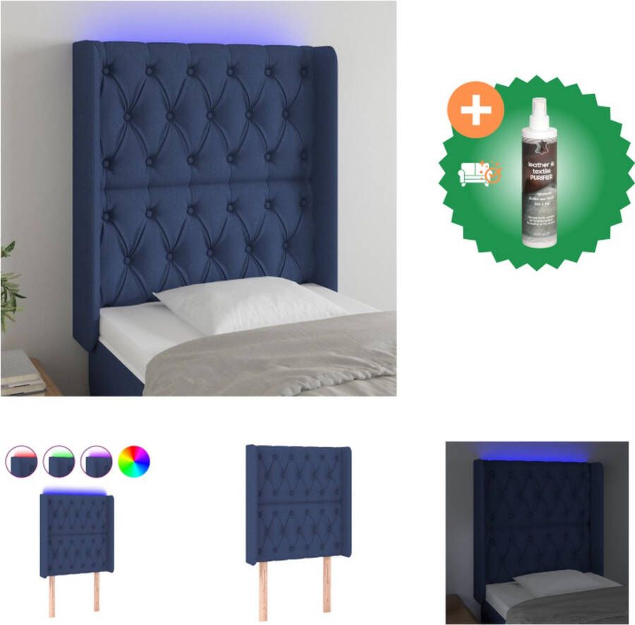VidaXL Hoofdbord LED Blauw 83x16x118 128 cm Verstelbaar Bedonderdeel Inclusief Reiniger