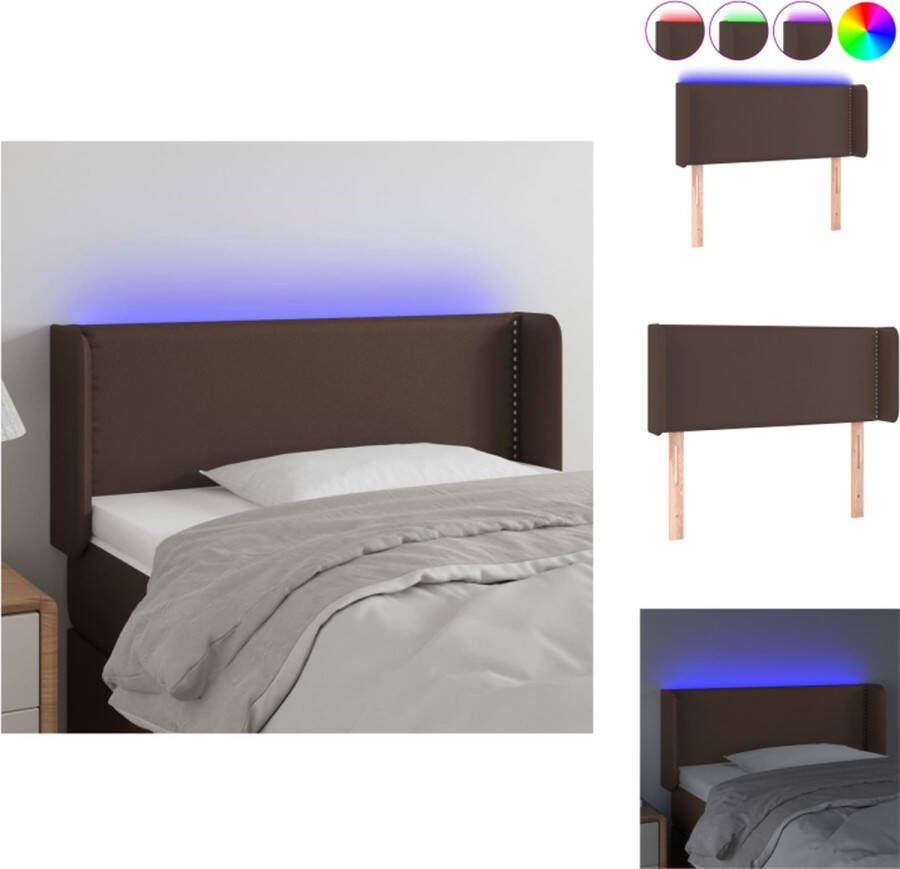 VidaXL Hoofdbord LED Bruin 83 x 16 x 78 88 cm Duurzaam Kunstleer Verstelbare Hoogte Kleurrijke LED-verlichting Inclusief LED-strip Bedonderdeel