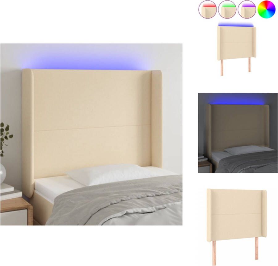 VidaXL Hoofdbord LED Crème 103x16x118 128 cm Verstelbaar Duurzaam Kleurrijk Snijdbaar LED-strip Bedonderdeel - Foto 3