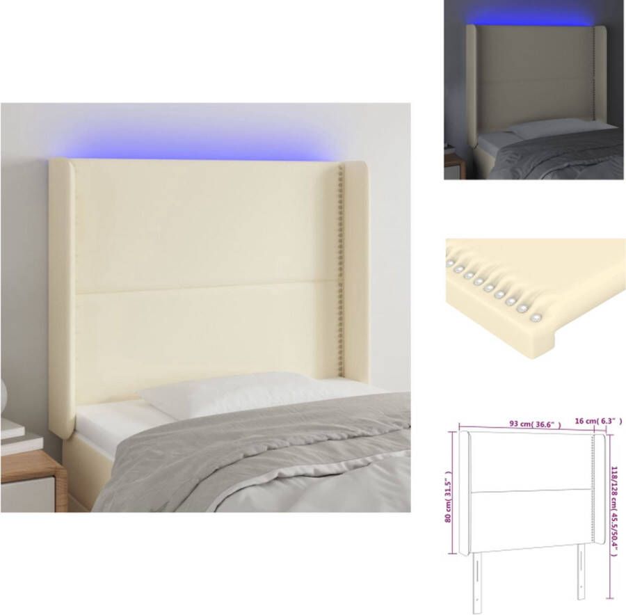 VidaXL Hoofdbord LED crème 93x16x118 128 cm IP65 Bedonderdeel