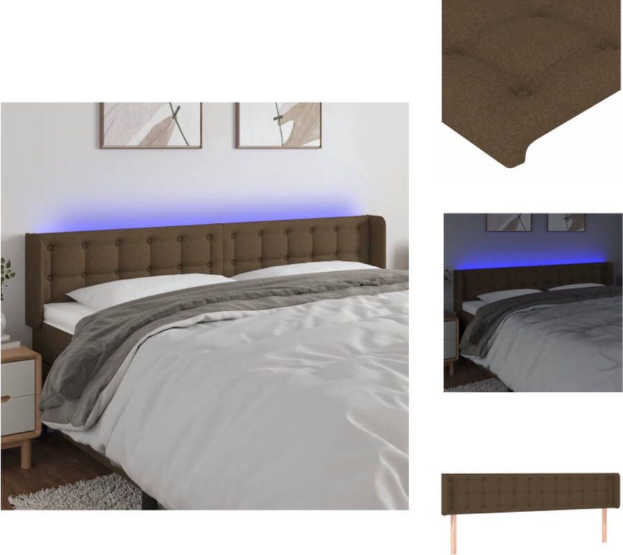 VidaXL Hoofdbord Bruin LED-verlichting Verstelbaar Duurzaam materiaal Comfortabele ondersteuning Snijdbare LED-strip Bedonderdeel - Foto 2
