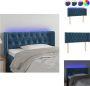 VidaXL Hoofdbord LED Donkerblauw 103 x 16 x 78 88 cm Verstelbare hoogte Zacht fluweel Kleurrijke LED-verlichting Snijdbare LED-strip Bedonderdeel - Thumbnail 1