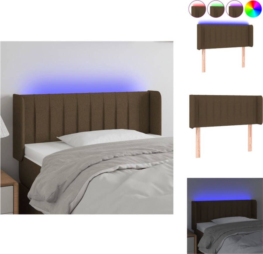 VidaXL Hoofdbord LED donkerbruin 83 x 16 x 78 88 cm verstelbaar en comfortabel Bedonderdeel