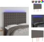 VidaXL Hoofdbord LED Grijs 144 x 5 x 118 128 cm Kunstleer Verstelbaar Kleurrijke LED-verlichting Bedonderdeel - Thumbnail 1