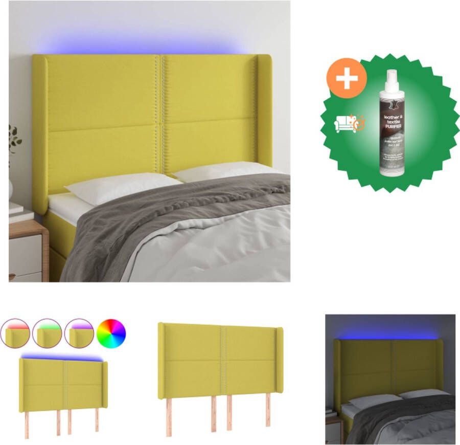 VidaXL Hoofdbord LED Groen 147x16x118 128 cm Verstelbare Hoogte Duurzaam Materiaal Bedonderdeel Inclusief Reiniger