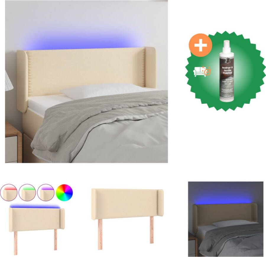 VidaXL Hoofdbord LED-hoofdbord 103 x 16 x 78 88 cm verstelbaar crème stof inclusief LED-strip Bedonderdeel Inclusief Reiniger