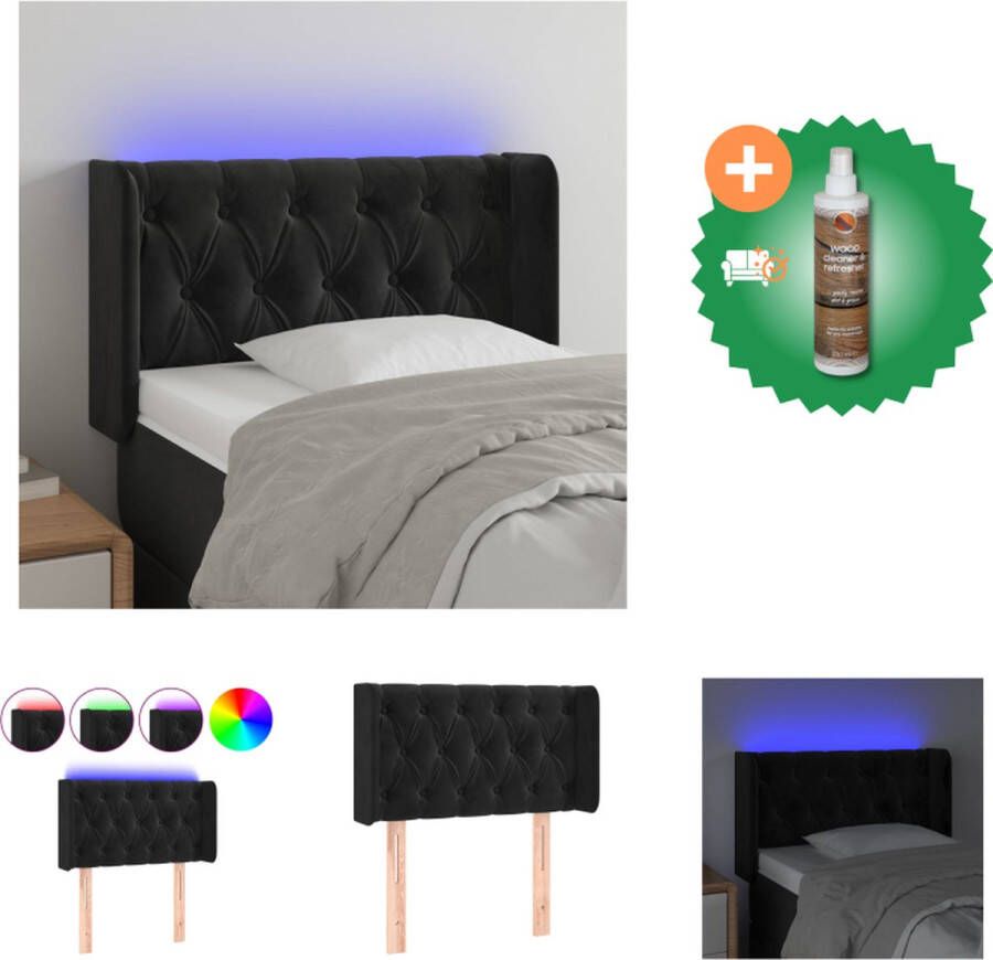 VidaXL Hoofdbord LED-hoofdbord Zacht fluweel Kleurrijke LED-verlichting Verstelbare hoogte Comfortabele ondersteuning Snijdbare LED-strip Bedonderdeel Inclusief Houtreiniger en verfrisser