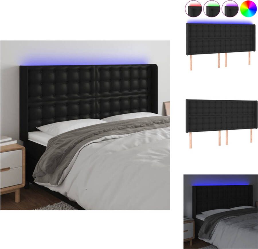 VidaXL Hoofdbord LED Kunstleer 203 x 16 x 118 128 cm Kleur- zwart Bedonderdeel