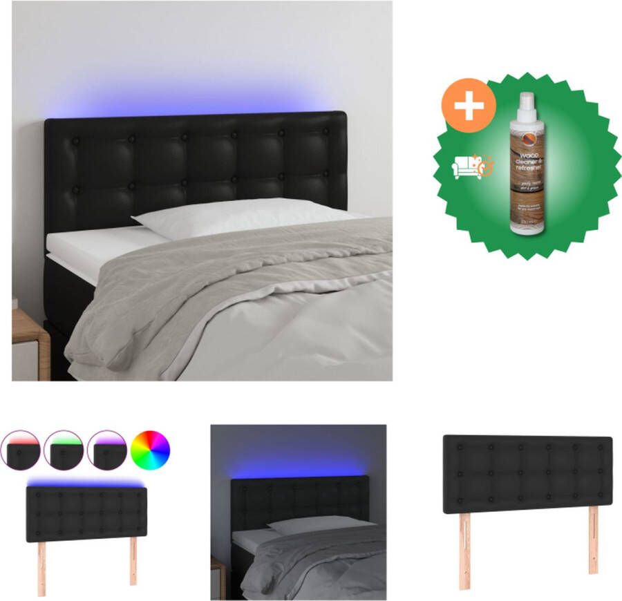 VidaXL Hoofdbord LED Kunstleer Zwarte 90x5x78 88cm Verstelbaar Bedonderdeel Inclusief Houtreiniger en verfrisser