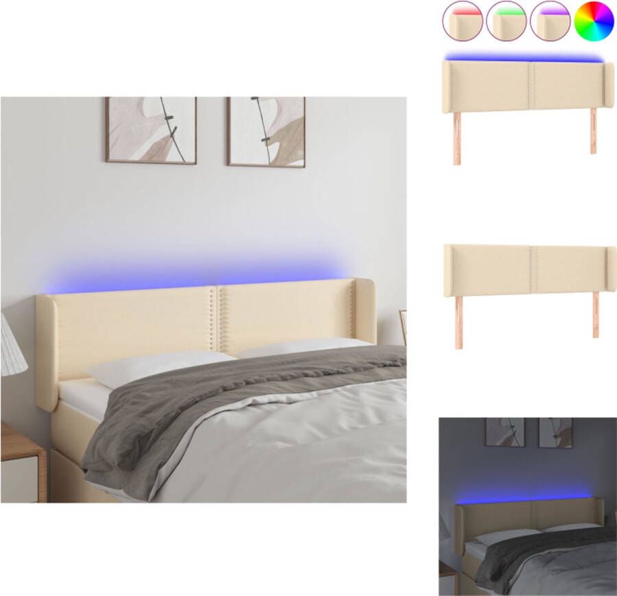 VidaXL Hoofdbord LED-licht 147x16x78 88cm Crème Bedonderdeel