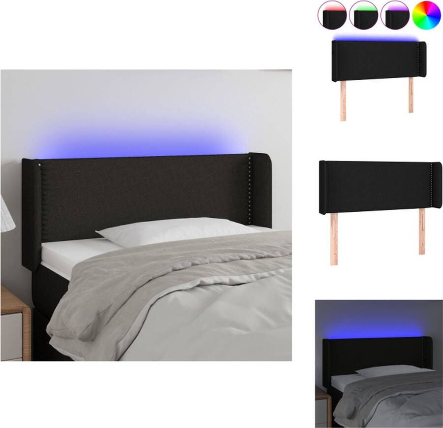 VidaXL Hoofdbord LED Licht Zwart 93 x 16 x 78 88 cm Verstelbare Hoogte Bedonderdeel