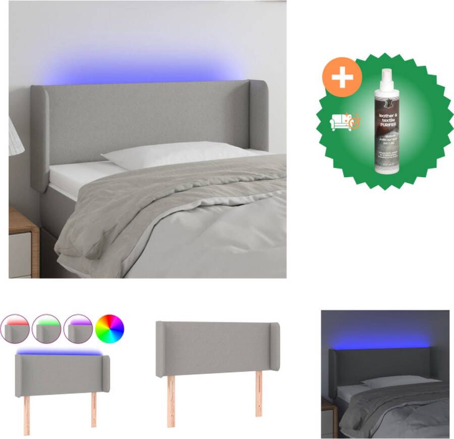 VidaXL Hoofdbord LED Lichtgrijs 83 x 16 x 78 88 cm Duurzaam stof Verstelbare hoogte Comfortabele ondersteuning Snijdbare LED-strip Inclusief montagehandleiding USB-aansluiting Bedonderdeel Inclusief Reiniger