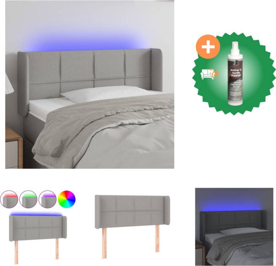 VidaXL Hoofdbord LED Lichtgrijs 93 x 16 x 78 88 cm Duurzaam materiaal Kleurrijke LED-verlichting Verstelbare hoogte Comfortabele ondersteuning Snijdbare LED-strip Inclusief montagehandleiding Bedonderdeel Inclusief Reiniger