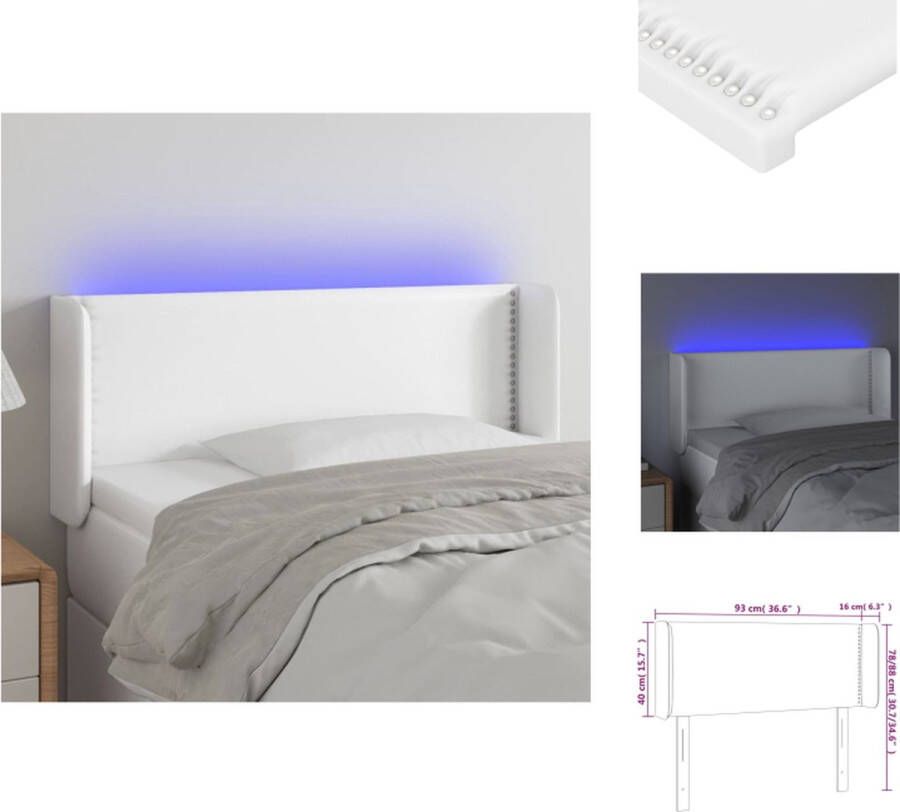 VidaXL Hoofdbord LED Modern 93x16x78 88 cm Duurzaam kunstleer Kleurrijke LED-verlichting Verstelbare hoogte Comfortabele ondersteuning Snijdbare LED-strip Montagehandleiding inbegrepen Bedonderdeel