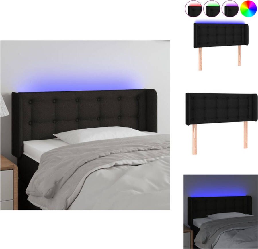 VidaXL Hoofdbord LED-strip 93x16x78 88 cm Zwart Bedonderdeel