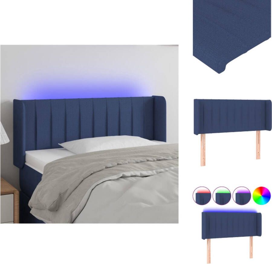 VidaXL Hoofdbord LED-strip Blauw 93 x 16 x 78 88 cm Duurzaam materiaal Bedonderdeel