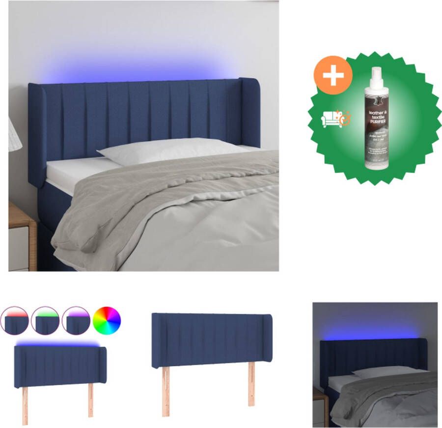 VidaXL Hoofdbord LED Blauw 93x16x78 88 cm Verstelbaar Duurzaam stof Kleurrijke LED-verlichting Snijdbare LED-strip Montagehandleiding Bedonderdeel Inclusief Reiniger