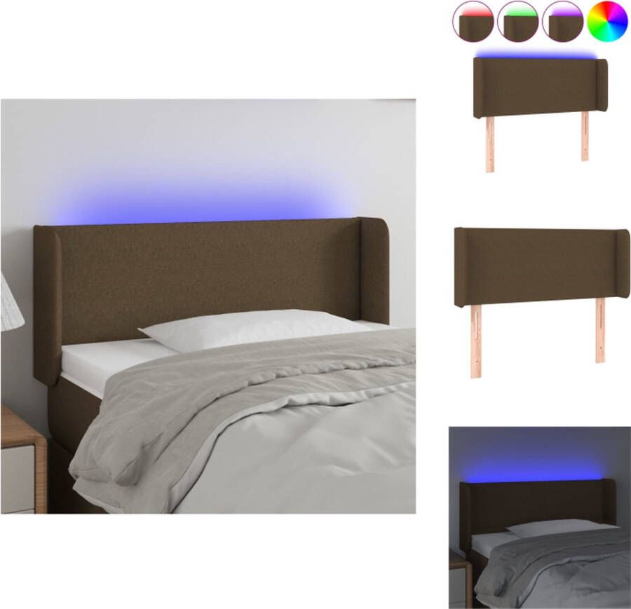 VidaXL Hoofdbord LED-strip Donkerbruin 103 x 16 x 78 88 cm Verstelbaar Bedonderdeel
