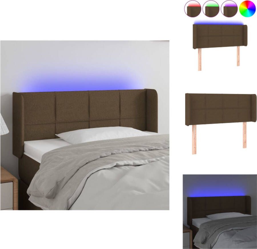 VidaXL Hoofdbord LED-strip Duurzaam Verstelbaar Comfortabele ondersteuning Bruin 103 x 16 x 78 88 cm IP65 Bedonderdeel