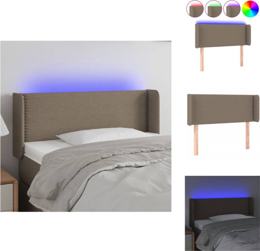 VidaXL Hoofdbord LED-strip Taupe 103 x 16 x 78 88 cm Bedonderdeel
