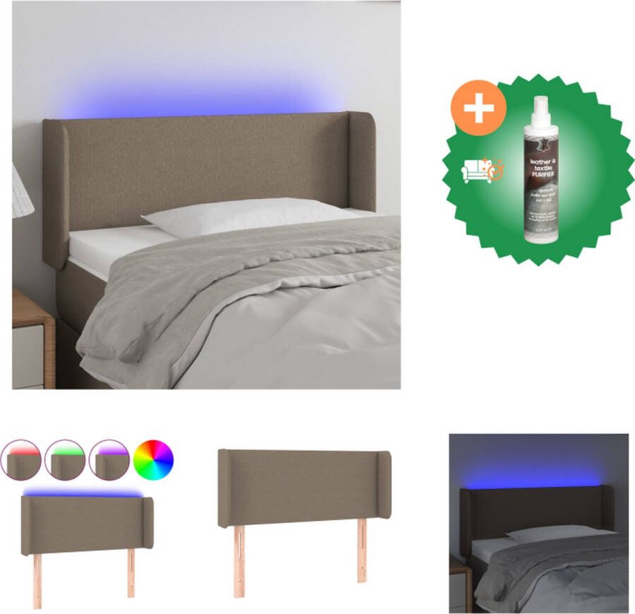 VidaXL Hoofdbord LED Taupe 83 x 16 x 78 88 cm verstelbare hoogte duurzaam materiaal kleurrijke LED-verlichting snijdbare LED-strip montagehandleiding inbegrepen Bedonderdeel Inclusief Reiniger