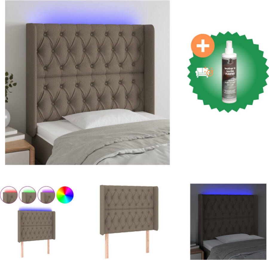 VidaXL Hoofdbord LED Hoofdeinde 93x16x118 128 cm Verstelbaar Bedonderdeel Inclusief Reiniger