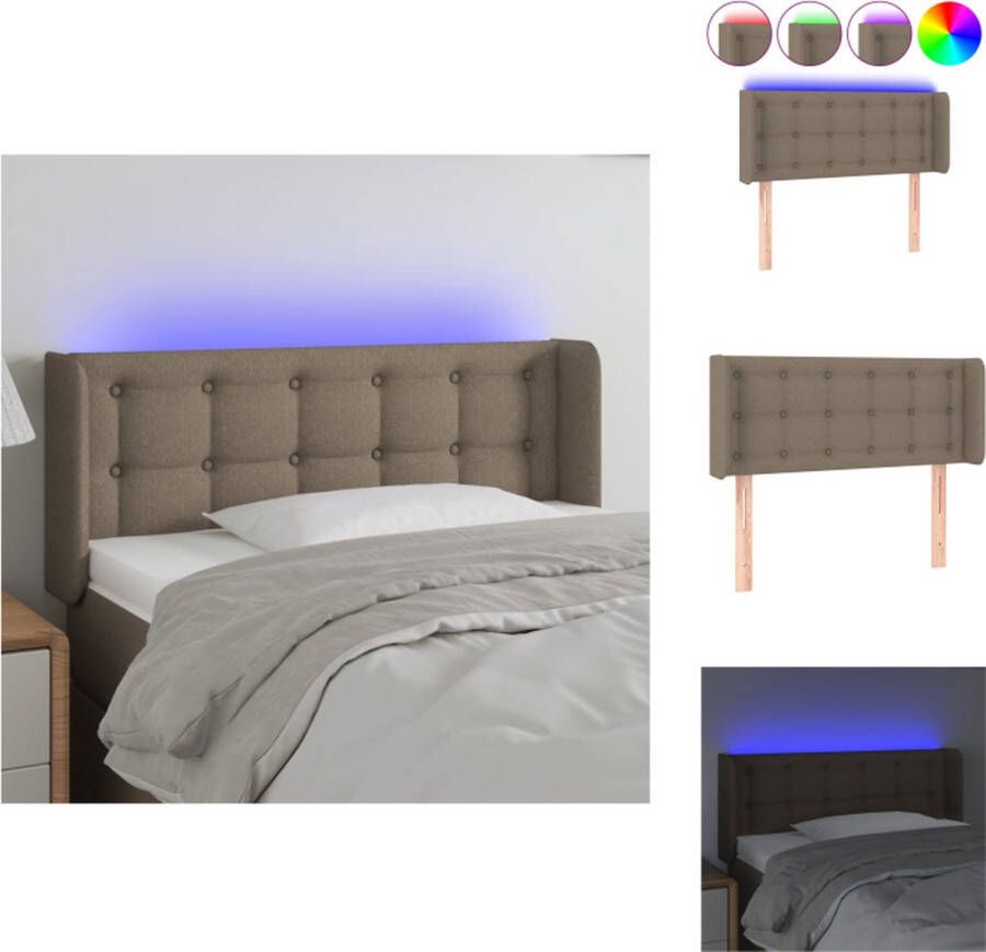 VidaXL Hoofdbord LED-verlichting Verstelbare hoogte Comfortabele ondersteuning Snijdbare LED-strip Kleur- taupe Materiaal- stof hout Afmetingen- 93 x 16 x 78 88 cm Bedonderdeel