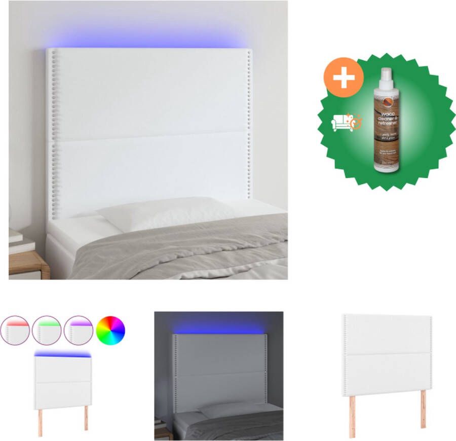 VidaXL Hoofdbord LED-verlichting Verstelbare hoogte Duurzaam kunstleer Kleurrijk Snijdbare LED-strip Bedonderdeel Inclusief Houtreiniger en verfrisser