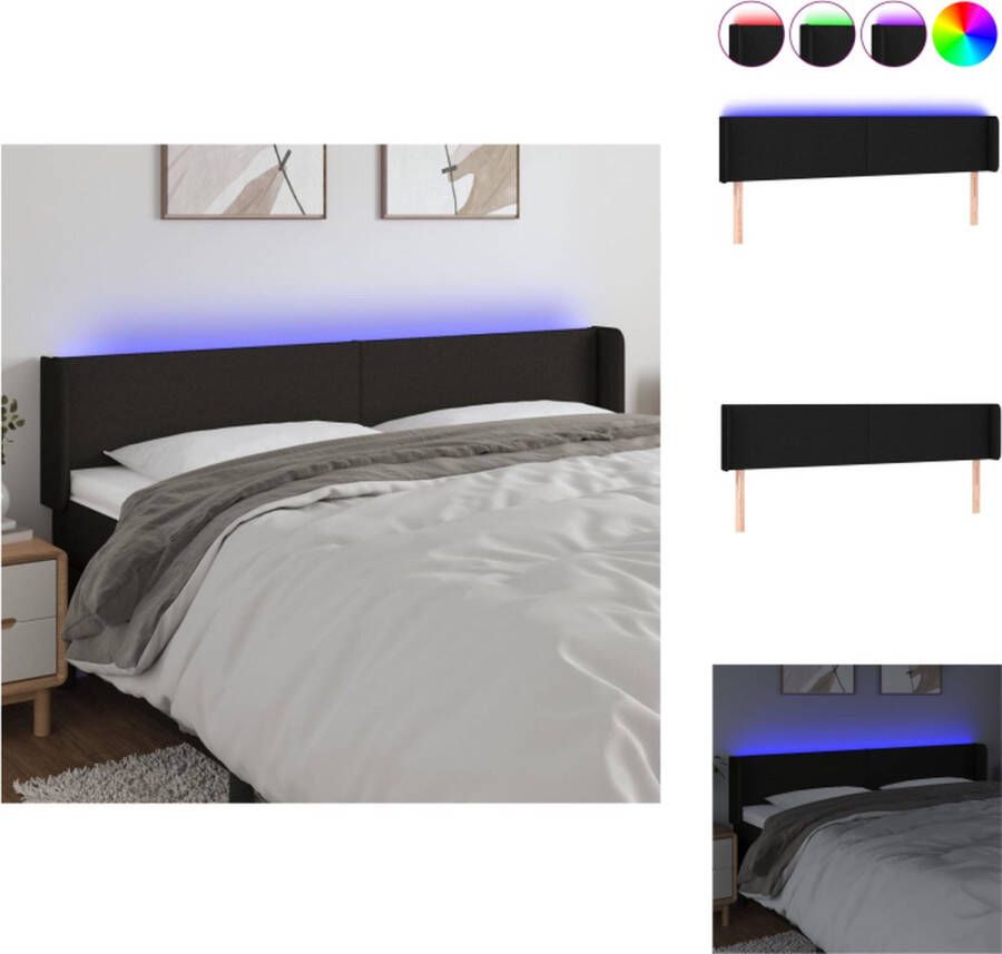 VidaXL Hoofdbord LED Verstelbaar 203 x 16 x 78 88 cm Zwart Bedonderdeel