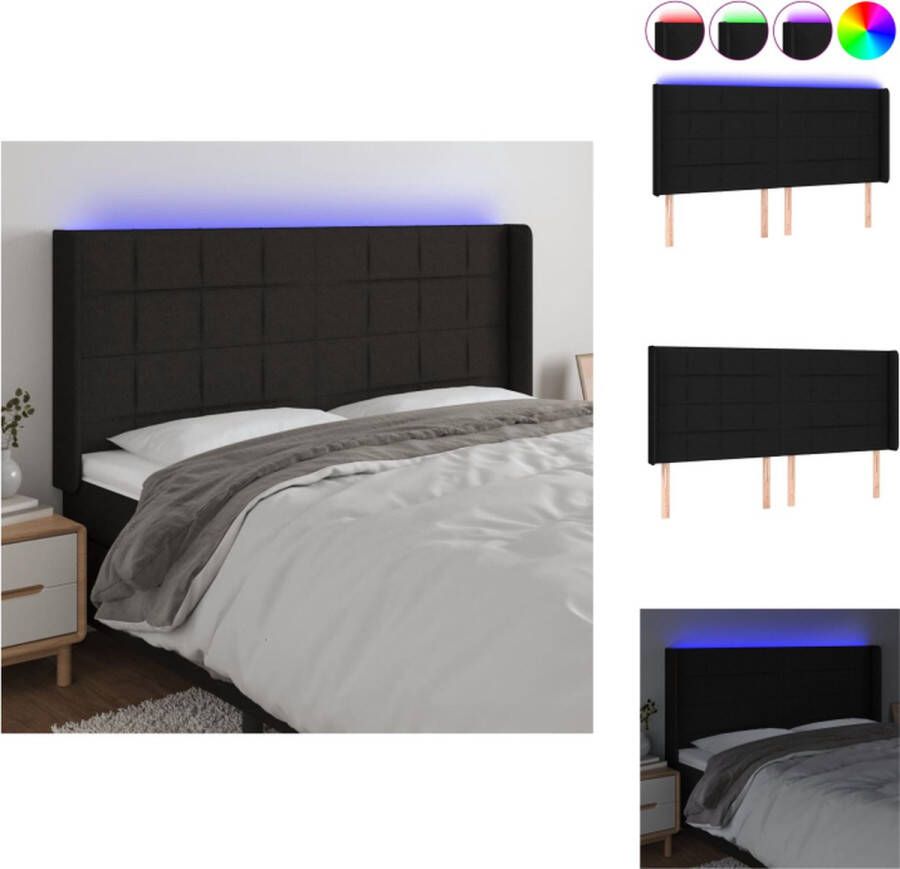 VidaXL Hoofdbord LED Verstelbaar 203x16x118 128 cm Zwart Bedonderdeel - Foto 1
