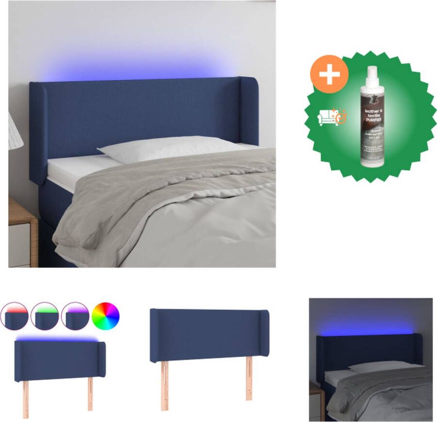 VidaXL Hoofdbord Blauw LED-strip 55 cm Verstelbaar Duurzaam materiaal Bedonderdeel Inclusief Reiniger