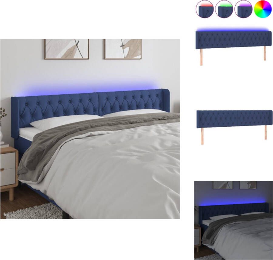VidaXL Hoofdbord LED Verstelbare hoogte Comfortabele ondersteuning Snijdbare LED-strip Kleur- blauw Afmetingen- 203 x 16 x 78 88 cm Bedonderdeel
