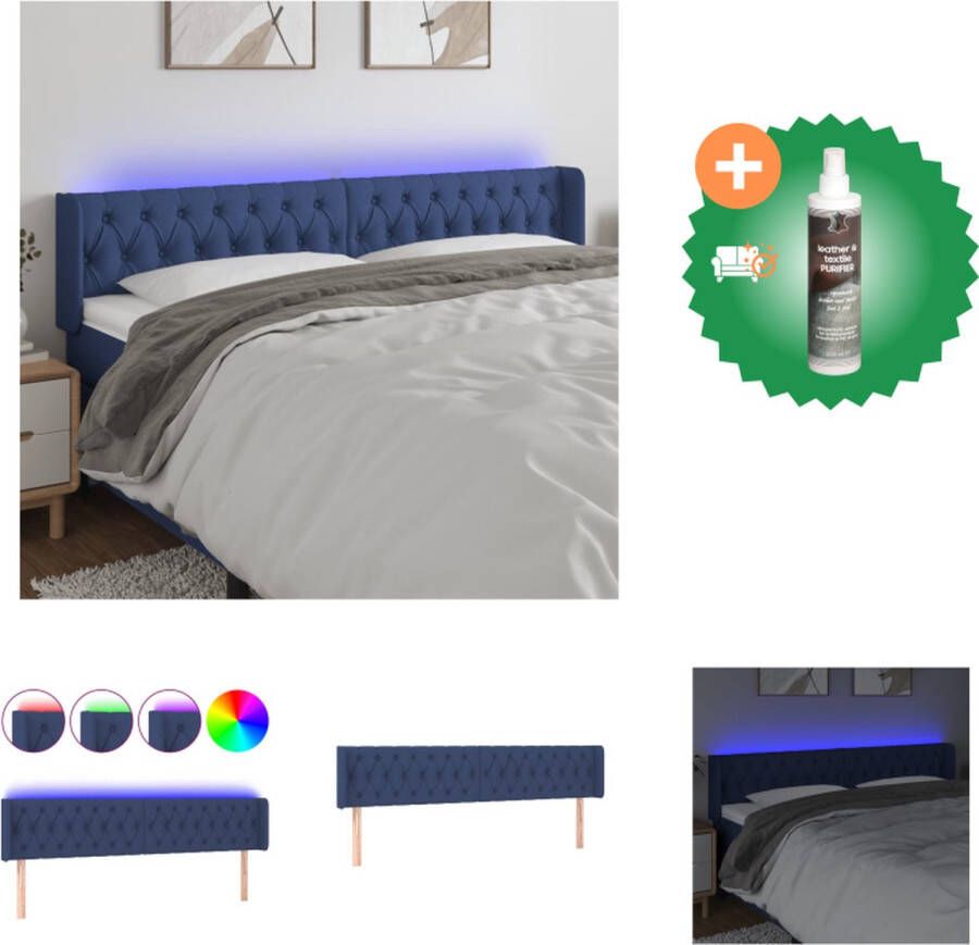 VidaXL Hoofdbord LED Verstelbare hoogte Comfortabele ondersteuning Snijdbare LED-strip Kleur- blauw Afmetingen- 203 x 16 x 78 88 cm Bedonderdeel Inclusief Reiniger