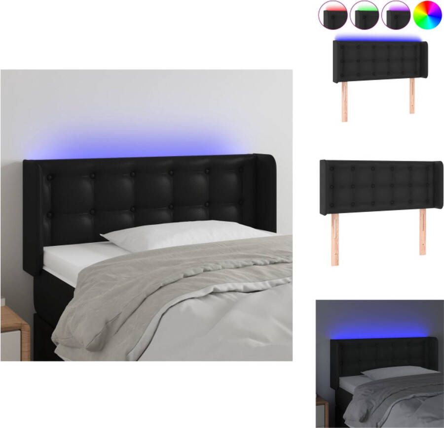 VidaXL Hoofdbord LED Zwart 103 x 16 x 78 88 cm Duurzaam kunstleer verstelbaar LED-verlichting Bedonderdeel