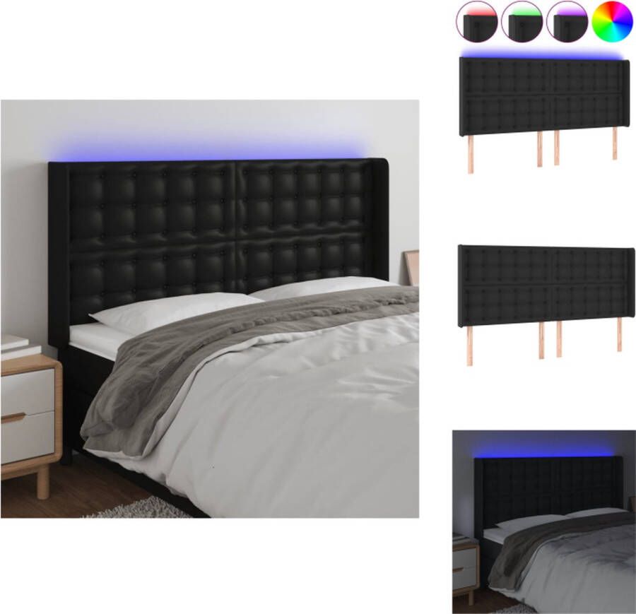 VidaXL Hoofdbord LED Zwart 163 x 16 x 118 128 cm Duurzaam kunstleer Kleurrijke LED-verlichting Verstelbare hoogte Comfortabele ondersteuning Snijdbare LED-strip Incl montagehandleiding Bedonderdeel - Foto 2