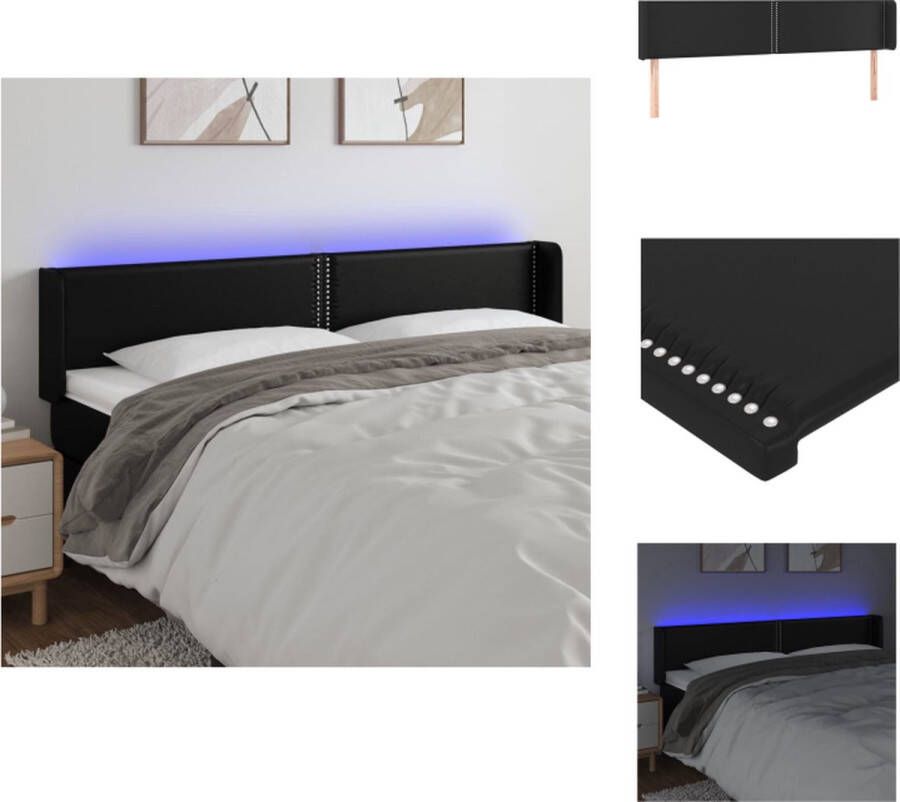 VidaXL Hoofdbord LED zwart 203x16x78 88 cm Duurzaam kunstleer verstelbare hoogte Bedonderdeel