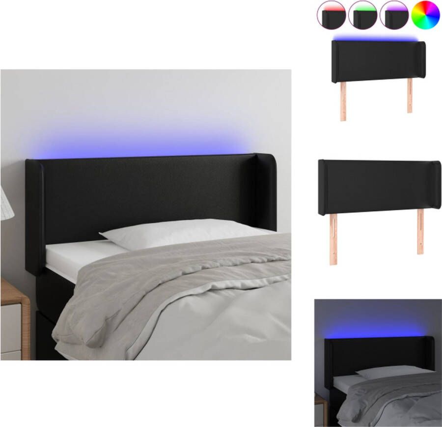 VidaXL Hoofdbord LED Zwart 93 x 16 x 78 88 cm Kunstleer Hout Verstelbaar Duurzaam LED-verlichting Bedonderdeel