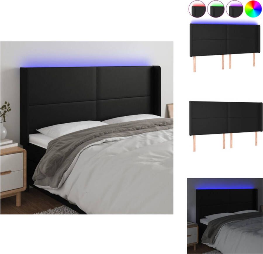 VidaXL Hoofdbord LED Zwart Kunstleer 203x16x118 128 cm Verstelbaar Kleurrijke LED-verlichting Bedonderdeel