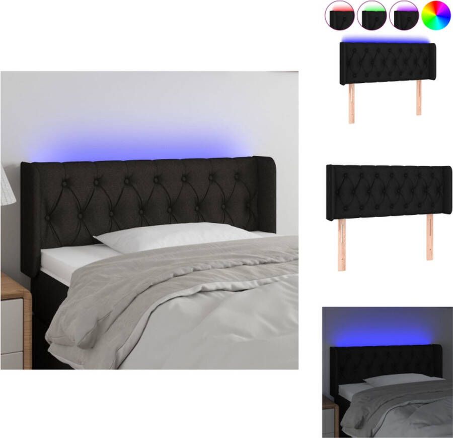 VidaXL Hoofdbord LED Zwart Stof Verstelbaar Comfortabele ondersteuning LED-strip 93x16x78 88 cm Bedonderdeel