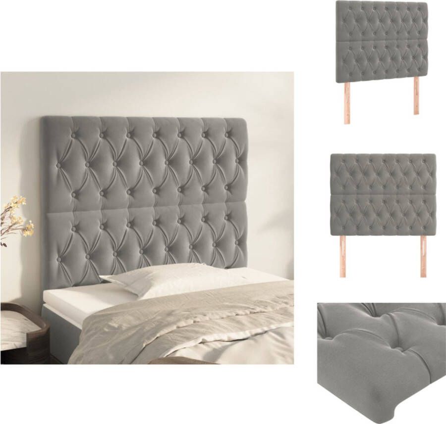 VidaXL Hoofdbord Hoofdborden Hoofdeinde Houten Hoofdbord Hoofdborden 2 st 100x7x78 88 cm fluweel lichtgrijs - Foto 3