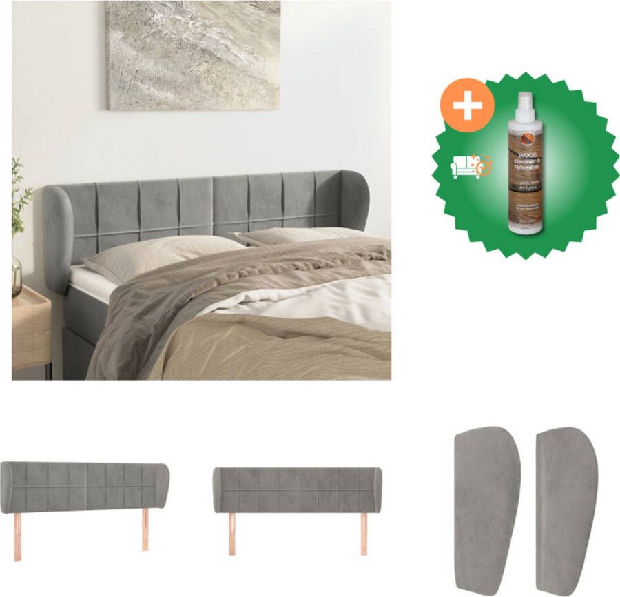 VidaXL Hoofdbord Lichtgrijs 147 x 23 x 78 88 cm Fluweel Stevige poten Bedonderdeel Inclusief Houtreiniger en verfrisser - Foto 2