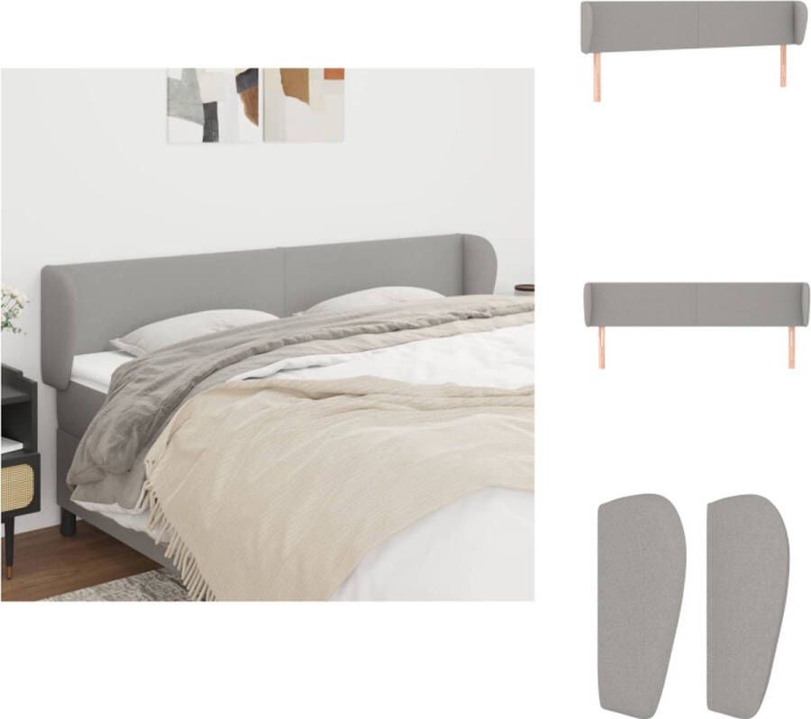 VidaXL Hoofdbord Lichtgrijs 203 x 23 x 78 88 cm Duurzaam materiaal Stevige houten poten Verstelbare hoogte Comfortabele ondersteuning Bedonderdeel - Foto 2