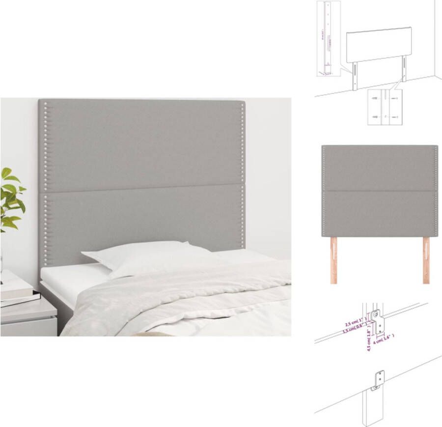 VidaXL Hoofdbord Lichtgrijs 90x5x118 128 cm Stof Hout Verstelbare Hoogte Stevige Poten Comfortabele Ondersteuning Elegant Design Bedonderdeel - Foto 2